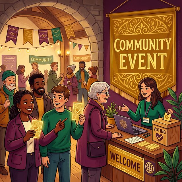 Surveys and community events illustration